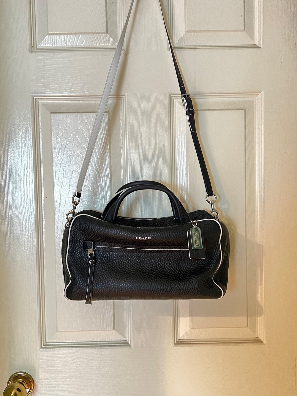 Vintage Coach Bleecker Edgepaint Leather Mini Riley Carryall Bag Black 30447